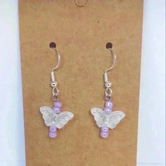 925 frosted butterfly dangle earrings - Picture 1 of 3